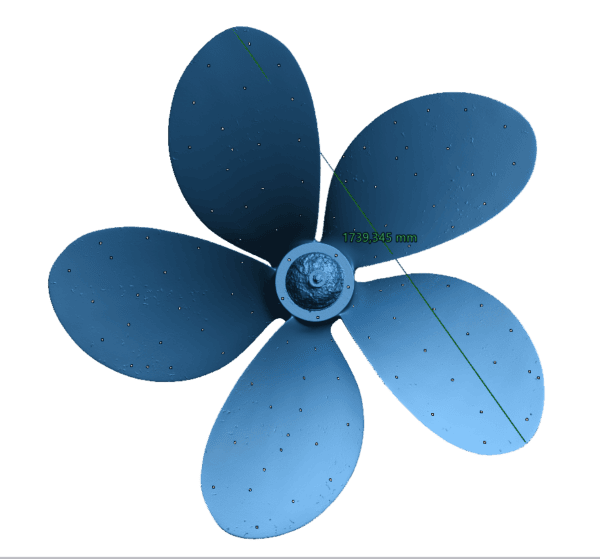 Resultado del escaneado 3D de la hélice